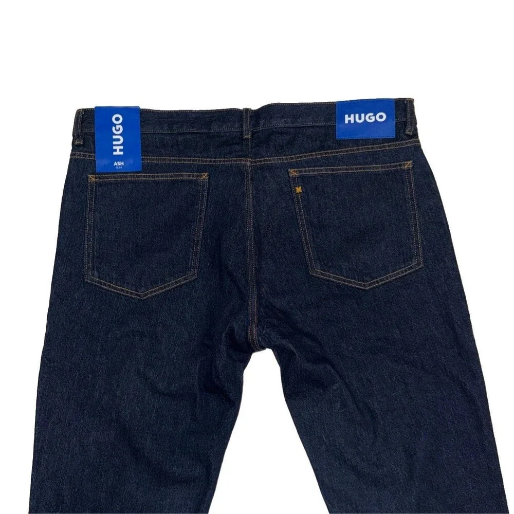 Hugo Boss Ash Slim Mens Jeans Size 38x32 Dark Blue Wash NWT